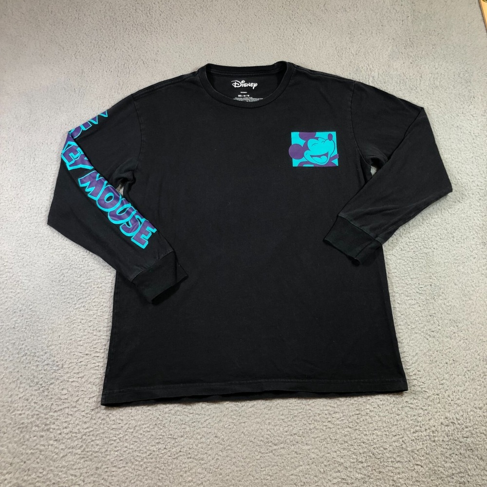 disney mickey mouse T Shirt Mens M black logo long sleeve